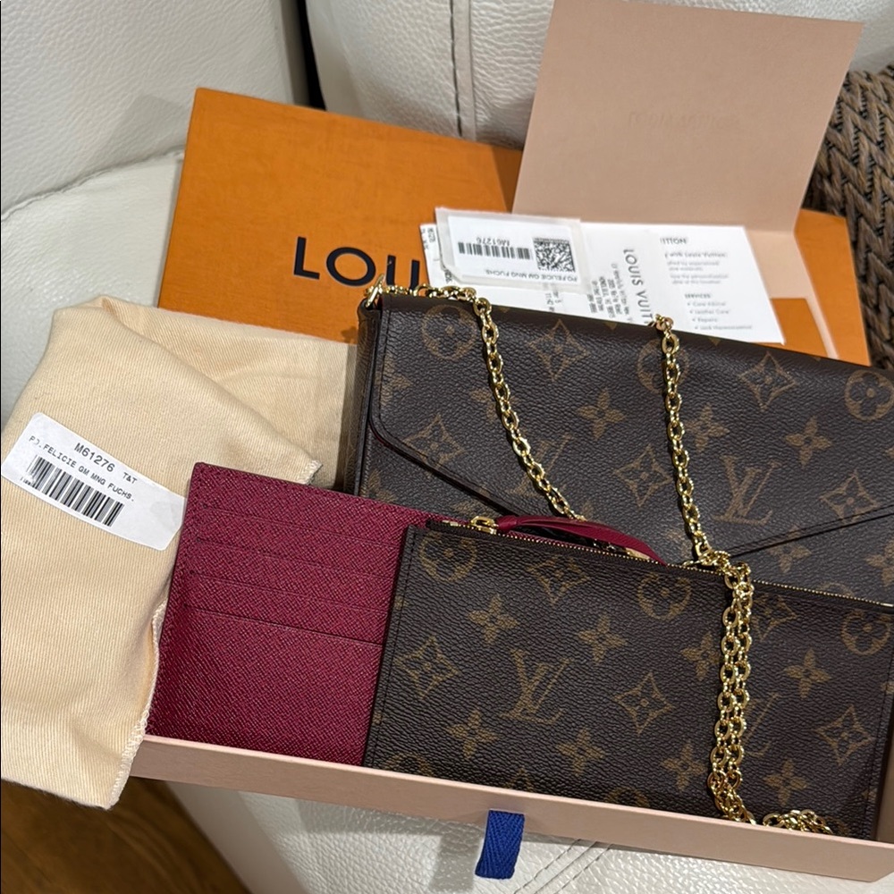 LV FELICIE POCHETTE WALLET ON CHAIN! Authentic FULL INCLUSION